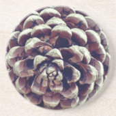 Pinecone rustieke herfst winterse natuur bruin gri zandsteen onderzetter (Voorkant)