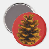 Pinecone rustieke natuur bruin rode herfst magneet (Voorkant / Achterkant)