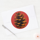 Pinecone rustieke natuur bruin rood ronde sticker (Envelop)