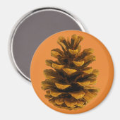 Pinecone rustieke natuur bruin sinaasappel herfst magneet (Voorkant / Achterkant)