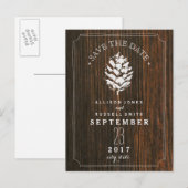 Pinecone Schuur Hout Save the Date Aankondigingskaart (Voorkant / Achterkant)