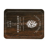 Pinecone Schuur Hout Save the Date Magneet (Horizontaal)