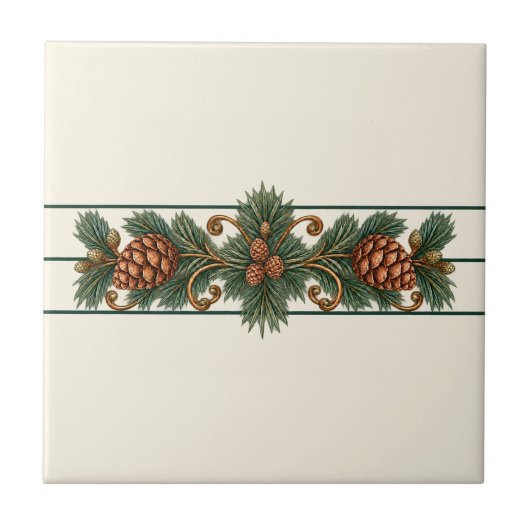 Pinecone Scroll Aangepaste Achtergrond Fries Tegeltje