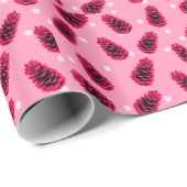 Pinecone Snowflake Pattern Pink Wrapping Paper Cadeaupapier (Rol Hoek)