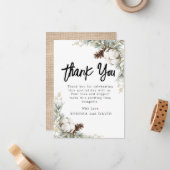 Pinecone Spar Dennehouten Bedankkaart Notitiekaartje (Voorkant / Achterkant in situ)