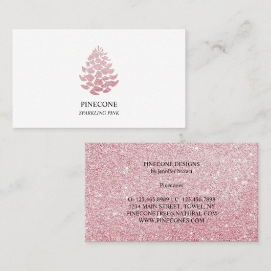 Pinecone Sparking Glitter Visitekaartje (Voorkant / Achterkant)