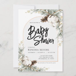 Pinecone Spruce Winter Baby shower Uitnodiging