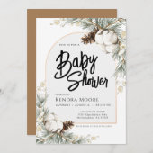 Pinecone Spruce Winter Baby shower Uitnodiging (Voorkant / Achterkant)