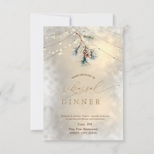 Pinecone String Lights Winter repetitie diner Kaart (Voorkant)