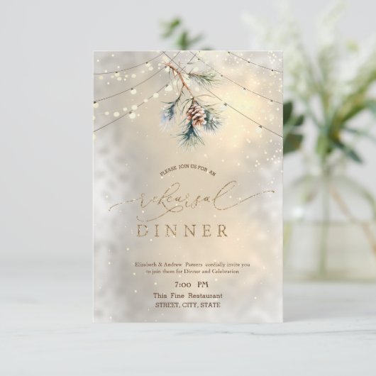 Pinecone String Lights Winter repetitie diner Kaart (Staand voorkant)