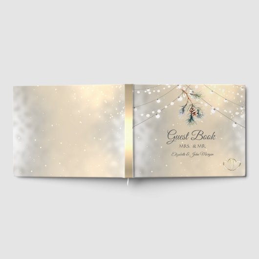 Pinecone String Lights Winter Wedding Gastenboek (Volledig)
