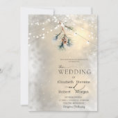 Pinecone String Lights Winter Wedding Kaart (Voorkant)