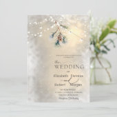 Pinecone String Lights Winter Wedding Kaart (Staand voorkant)