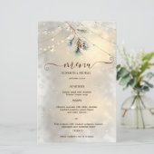 Pinecone String Lights Winter  Wedding Menu Card (Staand voorkant)