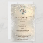 Pinecone String Lights Winter  Wedding Menu Card (Voorkant)