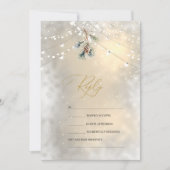 Pinecone String Lights Winter Wedding RSVP Kaart (Voorkant)