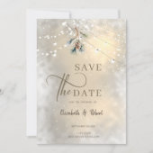 Pinecone String Lights Winter Wedding Save The Dat Save The Date (Voorkant)