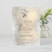 Pinecone String Lights Winter Wedding Save The Dat Save The Date (Staand voorkant)