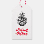 Pinecone tekening en Kerstmis belettering Cadeaulabel (Voorkant)