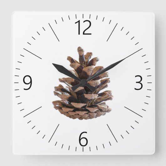 Pinecone Vierkante Klok (Voorkant)