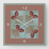 Pinecone vierkante wandklok (Voorkant)