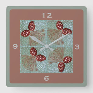 Pinecone vierkante wandklok