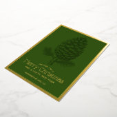 Pinecone Vrolijk Kerstfeest voor Modern Corporate Folie Feestdagenkaart (Gedraaid)