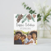 Pinecone Waterverf Holiday Foto Briefkaart (Staand voorkant)