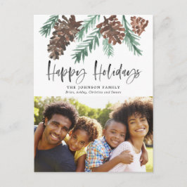 Pinecone Waterverf Holiday Foto Briefkaart