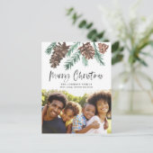 Pinecone Waterverf Holiday Foto Briefkaart (Staand voorkant)