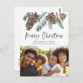 Pinecone Waterverf Holiday Foto Briefkaart (Voorkant / Achterkant)