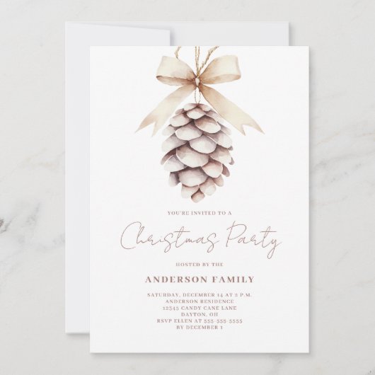 Pinecone Waterverf kerstfeest Kaart (Voorkant)
