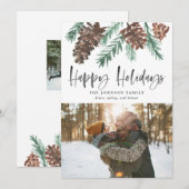 Pinecone Waterverf voor kerstmis Prettige feestdag Feestdagenkaart (Voorkant / Achterkant)