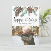 Pinecone Waterverf voor kerstmis Prettige feestdag Feestdagenkaart (Staand voorkant)