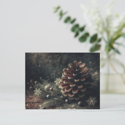 Pinecone Winter Art Briefkaart (Staand voorkant)