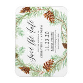 Pinecone Winter Rustic Save The Dates Magnet Magneet (Verticaal)