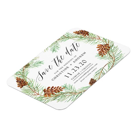 Pinecone Winter Rustic Save The Dates Magnet Magneet (Linkerzijde)