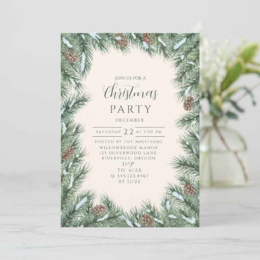 Pinecone Woodland Green Christmas Kaart (Staand voorkant)