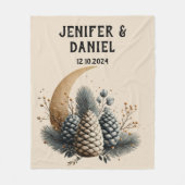 Pinecones and Crescent Moon Winter Love Fleece Deken (Voorkant)