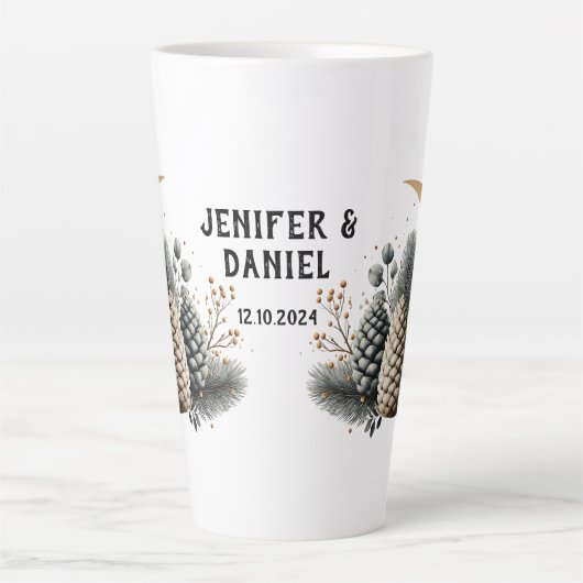 Pinecones and Crescent Moon Winter Love Latte Mok (Voorkant)