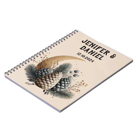 Pinecones and Crescent Moon Winter Love Notitieboek (Linkerzijde)
