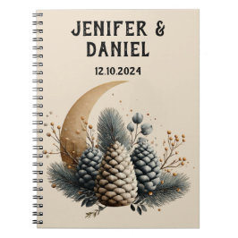 Pinecones and Crescent Moon Winter Love Notitieboek