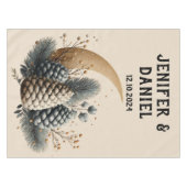 Pinecones and Crescent Moon Winter Love Tafelkleed (Voorkant (Horizontaal))