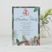 Pinecones Bell Snow Company Kerstparty Kaart (Staand voorkant)