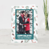 Pinecones Berries Winter CUSTOM PHOTO Holiday Kaart (Voorkant)