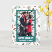 Pinecones Berries Winter CUSTOM PHOTO Holiday Kaart (Gele Bloem)