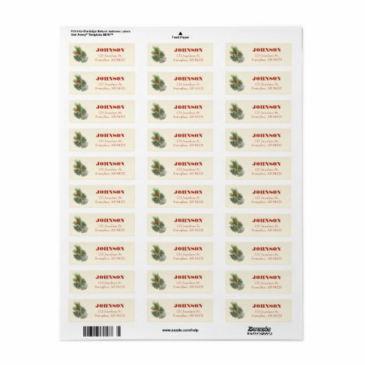 Pinecones & Bessen Kerstvakantie Labels (Full Sheet)