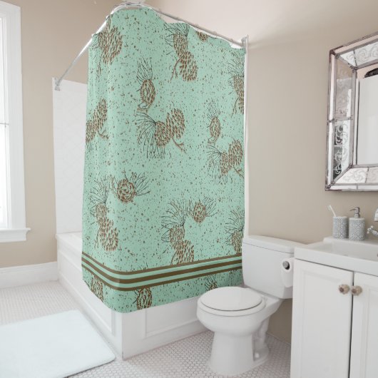 Pinecones Cabin Douchegordijn (In situ)