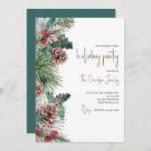 Pinecones en bessen Vakantie uitnodiging (Voorkant / Achterkant)