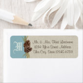 Pinecones en Burlap Blue Winter Etiket (Insitu)